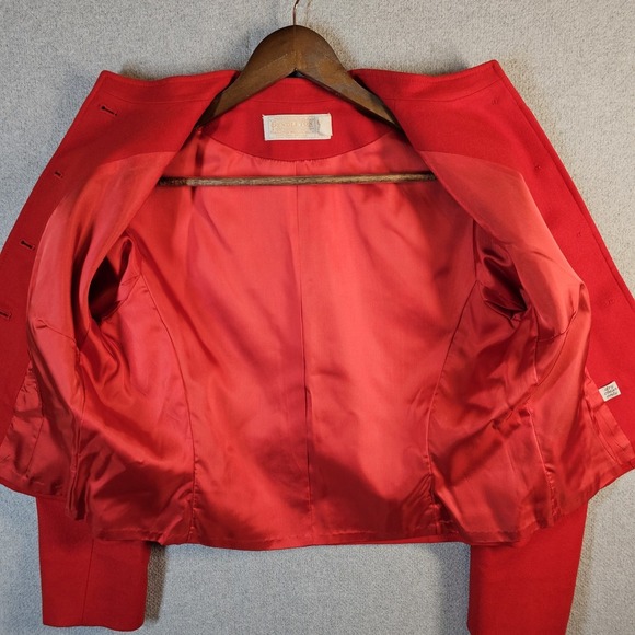Pendleton VTG Cropped‎ Blazer Made USA Red 100% Wool (Size Tag Faded. See Desc) - Picture 5 of 12